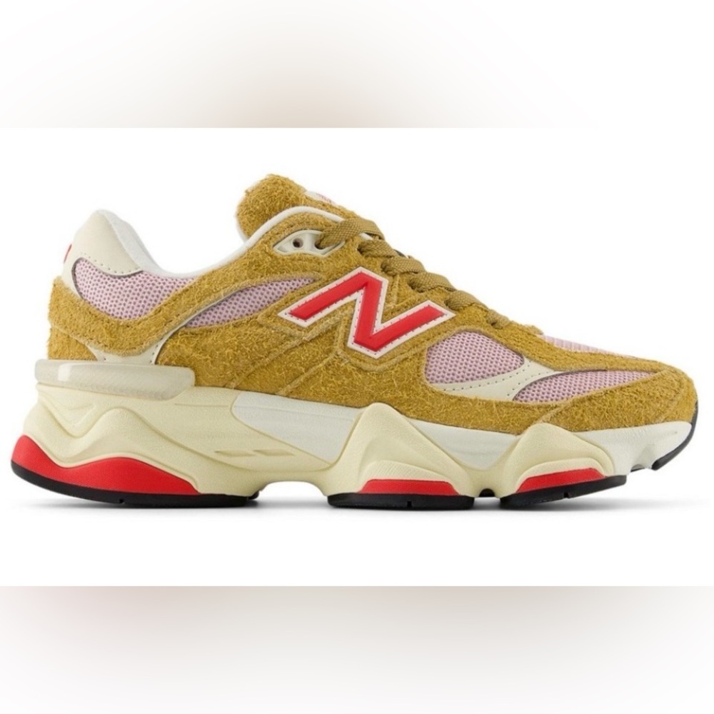 New Balance Mustard, Pink & Red 9060 Chunky Sneakers - Picture 5 of 5